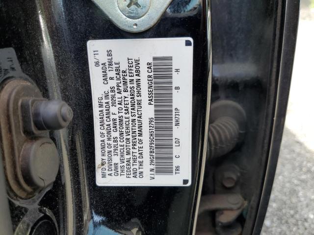 2HGFB2F95CH512795 - 2012 HONDA CIVIC EXL BLACK photo 12