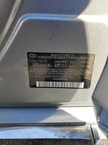 5NPE34AF6GH367067 - 2016 HYUNDAI SONATA SPORT 银色 照片 12