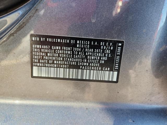 3VWN57BU4KM114967 - 2019 VOLKSWAGEN JETTA S GRAY photo 13