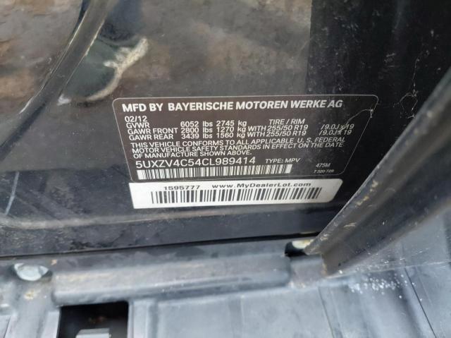 5UXZV4C54CL989414 - 2012 BMW X5 XDRIVE35I BLACK photo 10