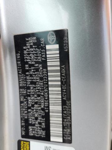 4T1BE46K97U123398 - 2007 TOYOTA CAMRY CE SILVER photo 12