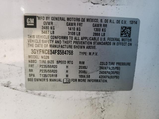 3GYFNCE34FS584768 - 2015 CADILLAC SRX PERFORMANCE COLLECTION Ақ фото 13