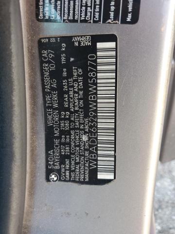 WBADE6329WBW58770 - 1998 BMW 540 I AUTOMATIC SILVER photo 12