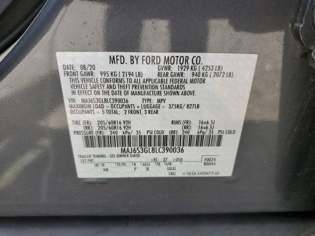 MAJ6S3GL8LC390036 - 2020 FORD ECOSPORT SE Сұр фото 13