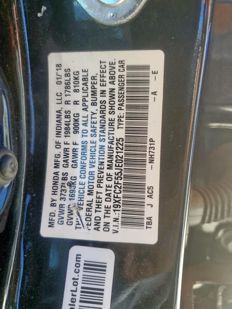 19XFC2F55JE021225 - 2018 HONDA CIVIC LX BLACK photo 13