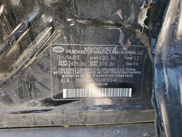 5NPEB4AC6EH831514 - 2014 HYUNDAI SONATA GLS BLACK photo 12