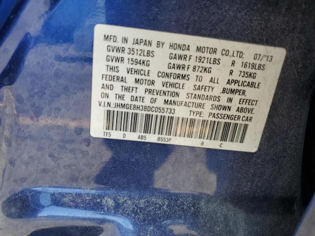 JHMGE8H38DC055733 - 2013 HONDA FIT BLUE photo 12