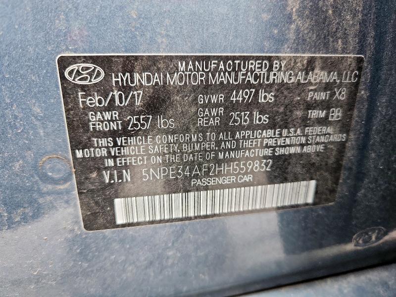 5NPE34AF2HH559832 - 2017 HYUNDAI SONATA SPORT 蓝色 照片 12