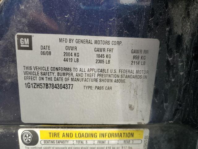 1G1ZH57B784304377 - 2008 CHEVROLET MALIBU 1LT BLUE photo 12