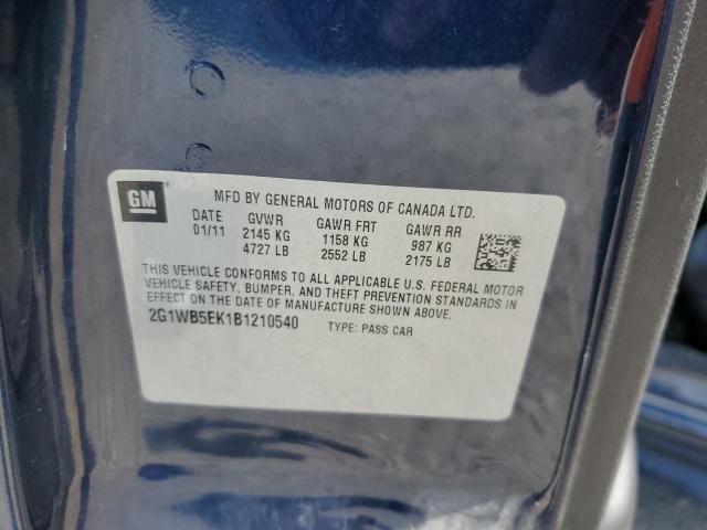 2G1WB5EK1B1210540 - 2011 CHEVROLET IMPALA LT Қара фото 12