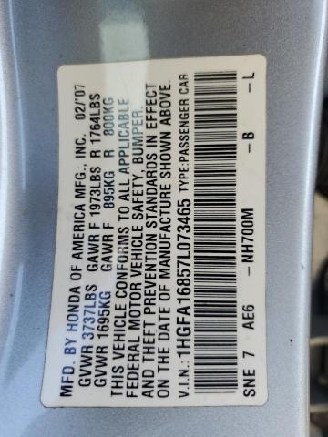 1HGFA16857L073465 - 2007 HONDA CIVIC EX SILVER photo 13