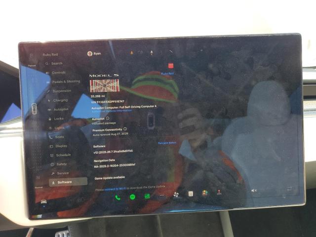 5YJSA1E62PF515747 - 2023 TESLA MODEL S Қызыл фото 9