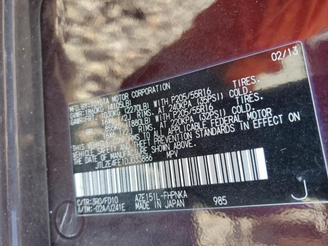 JTLZE4FE1DJ033886 - 2013 TOYOTA SCION XB MAROON photo 13