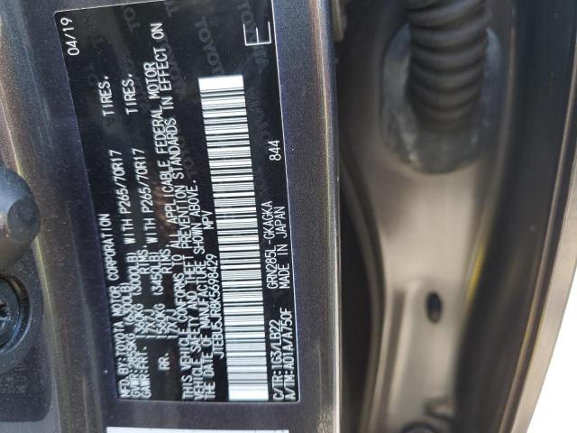 JTEBU5JR8K5698429 - 2019 TOYOTA 4RUNNER SR5/SR5 PREMIUM Grafitowy zdjęcie 13