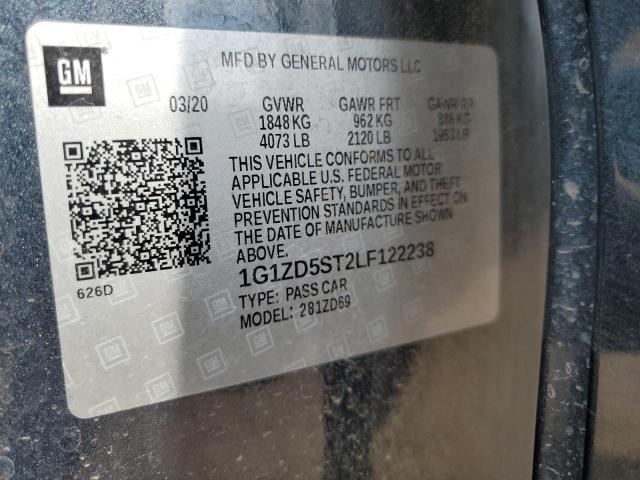 1G1ZD5ST2LF122238 - 2020 CHEVROLET MALIBU LT BLACK photo 12