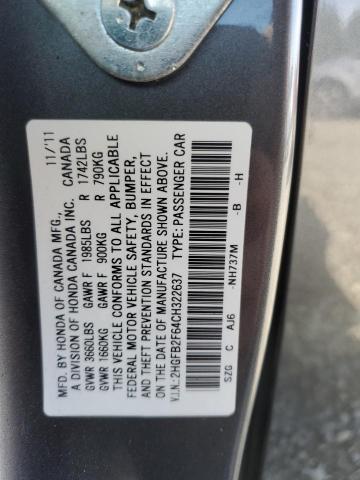 2HGFB2F64CH322637 - 2012 HONDA CIVIC HF SILVER photo 13