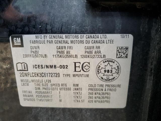 2GNFLCEK3C6172720 - 2012 CHEVROLET EQUINOX LS 黑色 照片 12