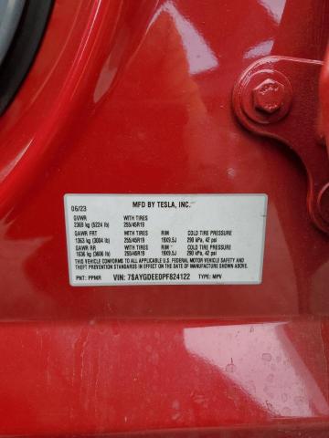 7SAYGDEE0PF824122 - 2023 TESLA MODEL Y RED photo 12