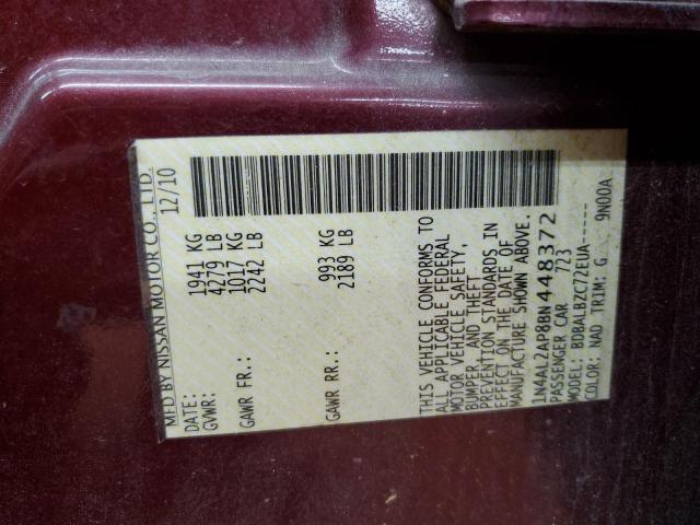 1N4AL2AP8BN448372 - 2011 NISSAN ALTIMA BASE BURGUNDY photo 12