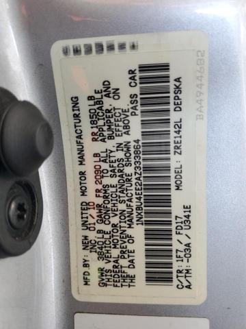 1NXBU4EE2AZ333864 - 2010 TOYOTA COROLLA BASE Argent photo 12