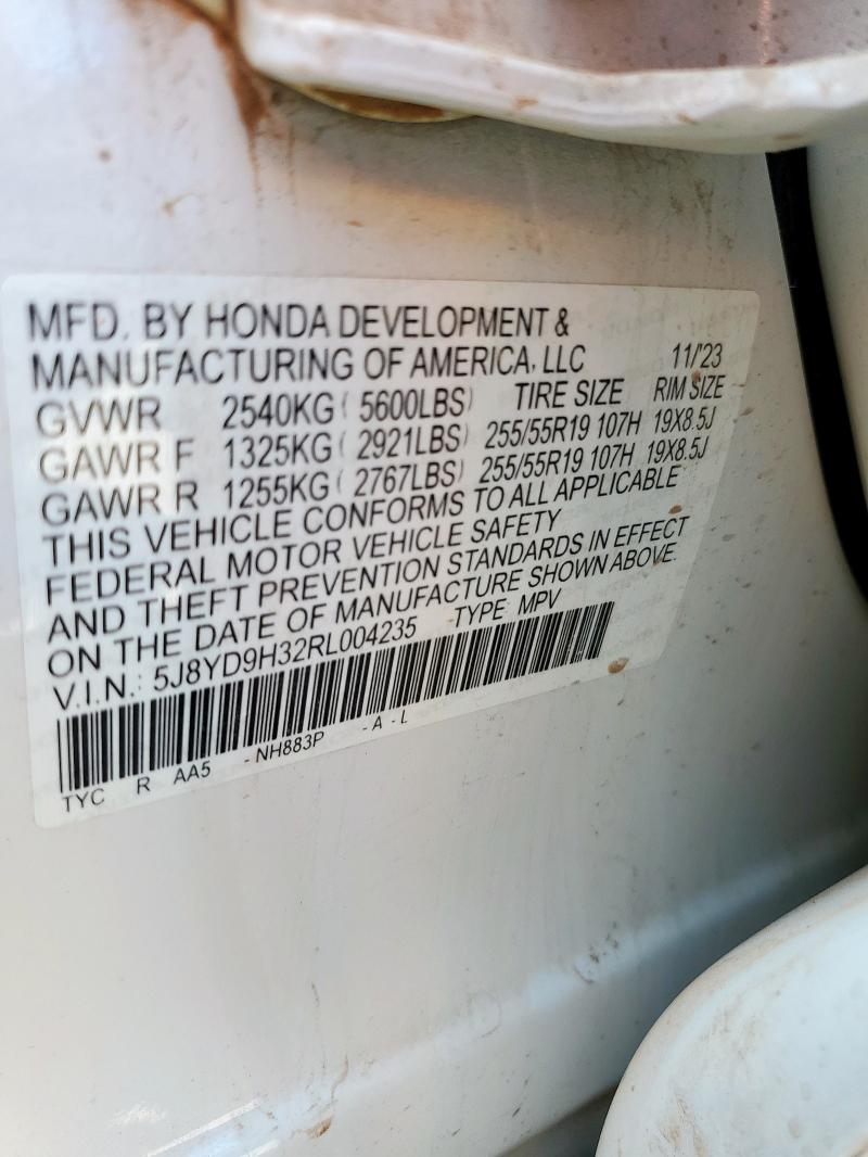 5J8YD9H32RL004235 - 2024 ACURA MDX WHITE photo 13