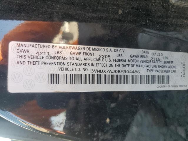 3VWDX7AJ0BM304486 - 2011 VOLKSWAGEN JETTA SE BLACK photo 12