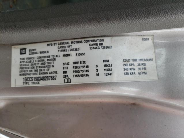 1GCCS198348207687 - 2004 CHEVROLET COLORADO TAN photo 12