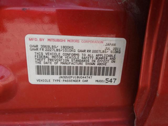 JA32U2FU1BU044747 - 2011 MITSUBISHI LANCER ES/ES SPORT RED photo 12