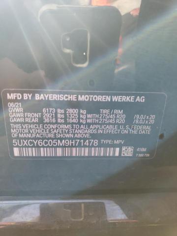 5UXCY6C05M9H71478 - 2021 BMW X6 XDRIVE40I BLUE photo 14