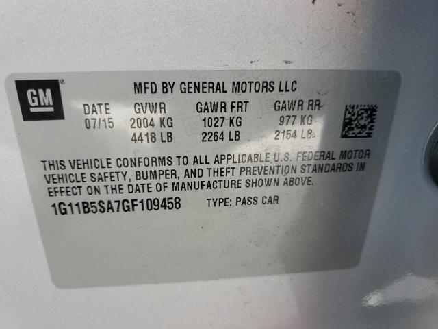 1G11B5SA7GF109458 - 2016 CHEVROLET MALIBU LIM LS SILVER photo 12