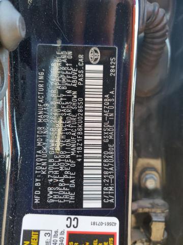 4T1BZ1FB6KU028650 - 2019 TOYOTA AVALON XLE Schwarz Foto 13