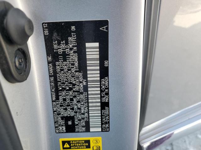 2T2BK1BA7DC177232 - 2013 LEXUS RX 350 BASE SILVER photo 12