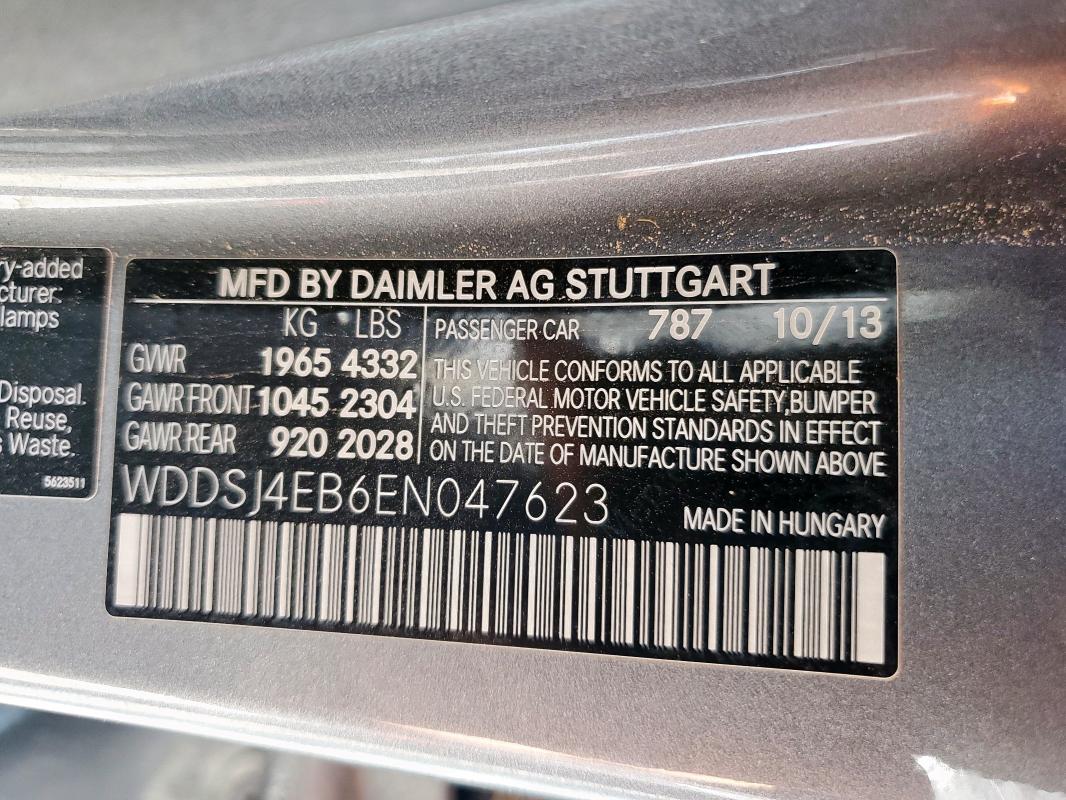 WDDSJ4EB6EN047623 - 2014 MERCEDES-BENZ CLA 250 Boz foto 12