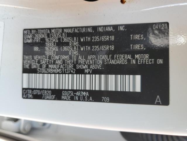 5TDGZRBH6MS113742 - 2021 TOYOTA HIGHLANDER XLE WHITE photo 14