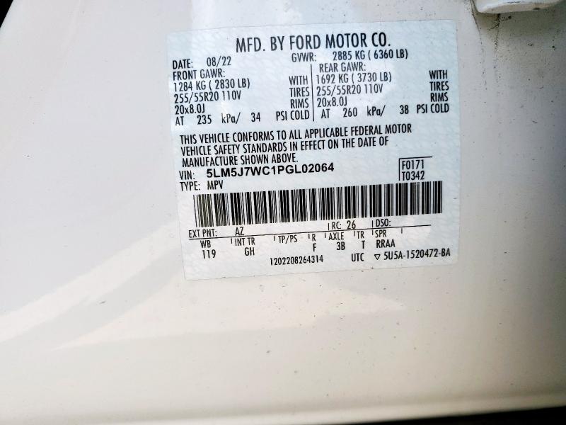 5LM5J7WC1PGL02064 - 2023 LINCOLN AVIATOR RESERVE თეთრი ფოტო 13