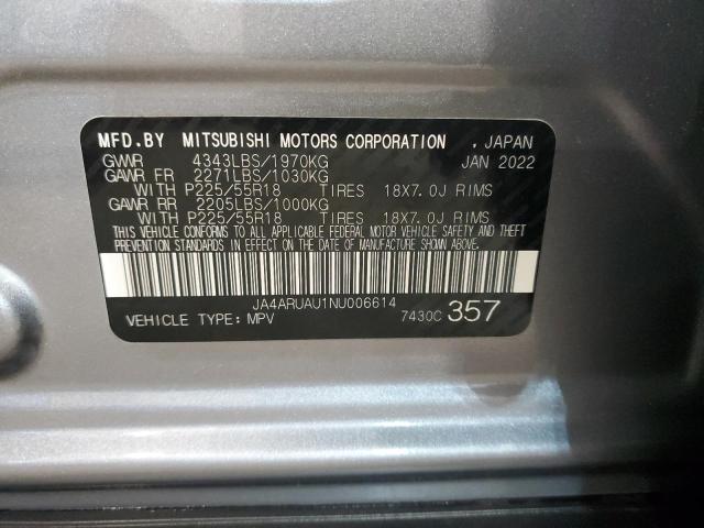 JA4ARUAU1NU006614 - 2022 MITSUBISHI OUTLANDER ES GRAY photo 12