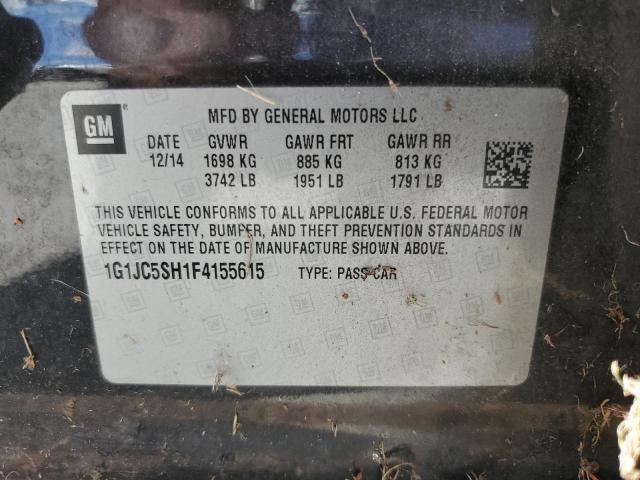 1G1JC5SH1F4155615 - 2015 CHEVROLET SONIC LT ყავისფერი ფოტო 12