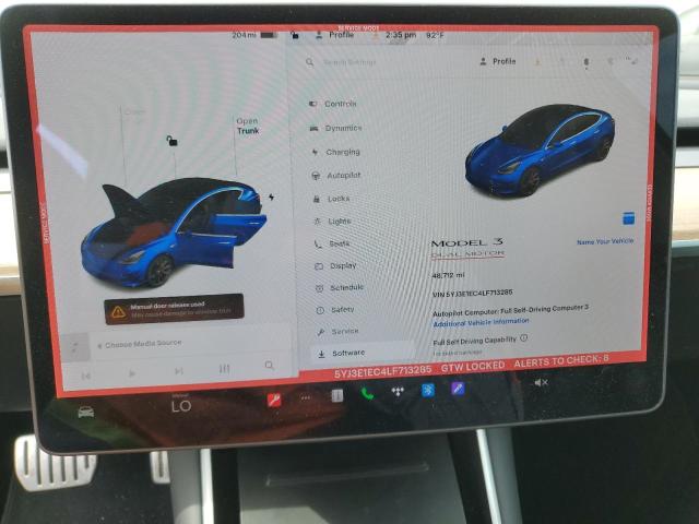 5YJ3E1EC4LF713285 - 2020 TESLA MODEL 3 BLUE photo 9