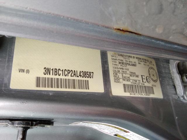 3N1BC1CP2AL438587 - 2010 NISSAN VERSA S GRAY photo 12