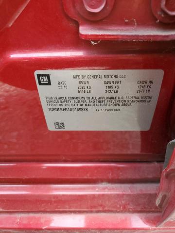 1G6DL5EG1A0139828 - 2010 CADILLAC CTS PERFORMANCE COLLECTION Rojo foto 12