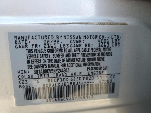 3N1AB8CV5NY244943 - 2022 NISSAN SENTRA SV SILVER photo 12