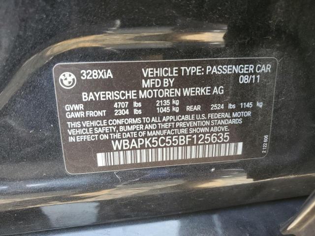 WBAPK5C55BF125635 - 2011 BMW 328 XI SULEV BLACK photo 12