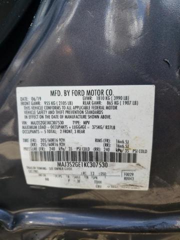 MAJ3S2GE1KC307530 - 2019 FORD ECOSPORT SE CHARCOAL photo 12