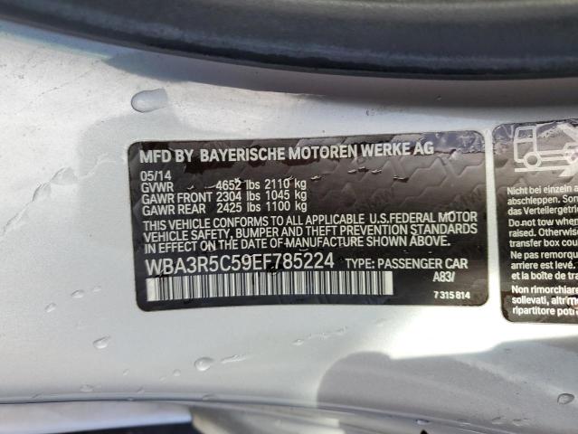 WBA3R5C59EF785224 - 2014 BMW 435 XI SILVER photo 12