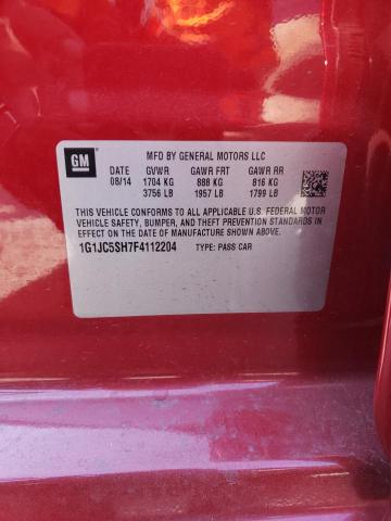 1G1JC5SH7F4112204 - 2015 CHEVROLET SONIC LT RED photo 12