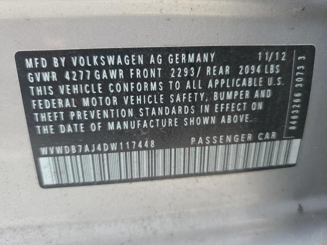 WVWDB7AJ4DW117448 - 2013 VOLKSWAGEN GOLF SILVER photo 12