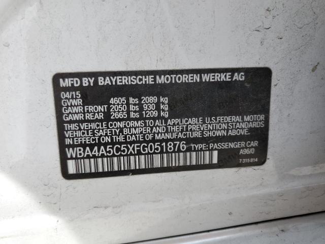 WBA4A5C5XFG051876 - 2015 BMW 428 I GRAN COUPE WHITE photo 12