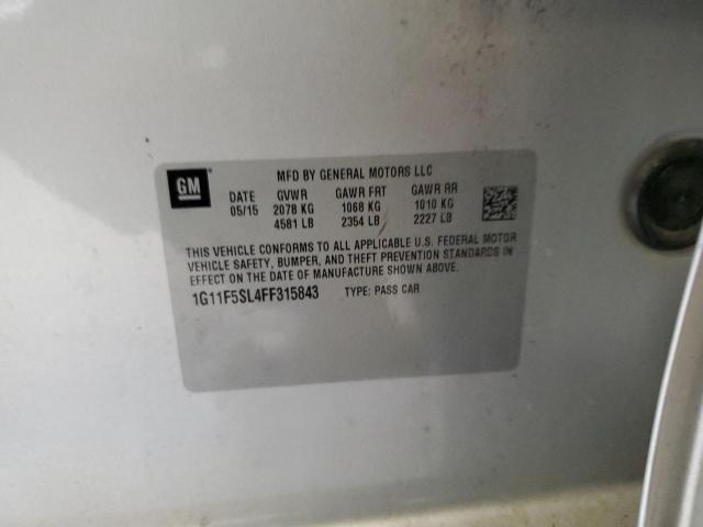 1G11F5SL4FF315843 - 2015 CHEVROLET MALIBU LTZ ვერცხლისფერი ფოტო 12