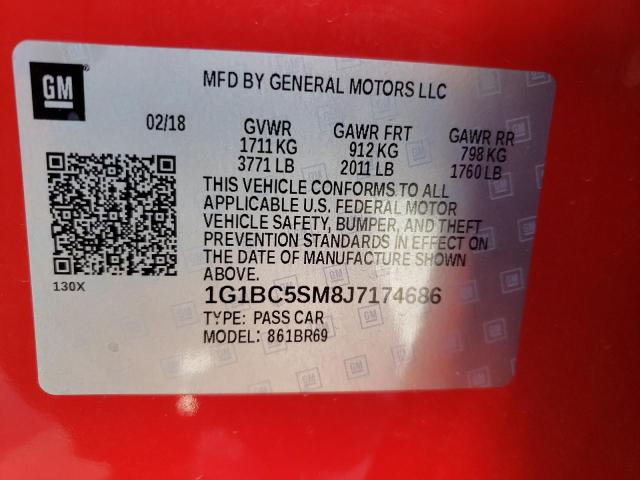 1G1BC5SM8J7174686 - 2018 CHEVROLET CRUZE LS RED photo 12