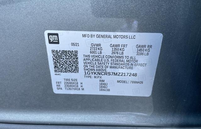 1GYKNCRS7MZ217248 - 2021 CADILLAC XT5 PREMIUM LUXURY GRAY photo 10